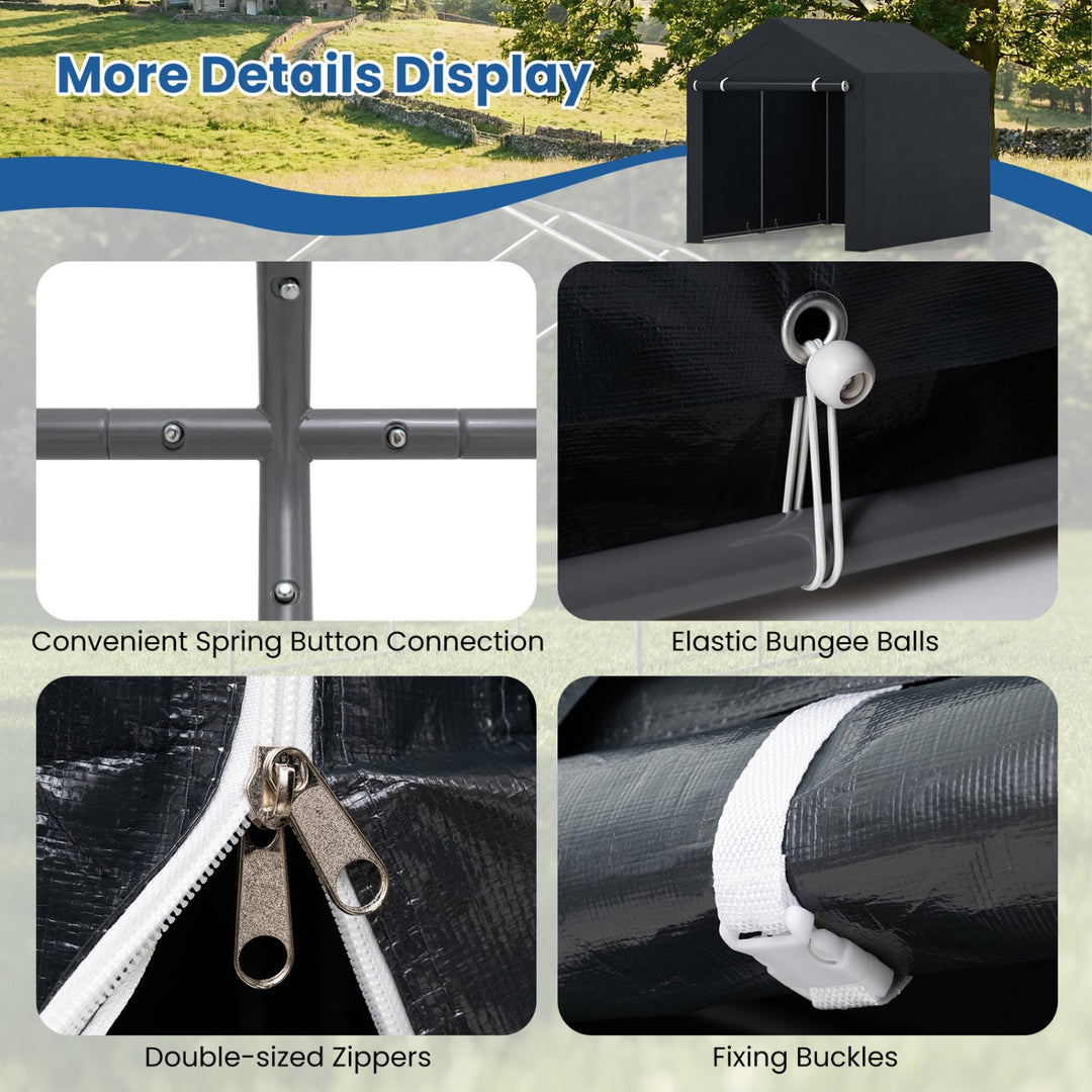 Portable Storage Shed with Roll-Up Zipper Door