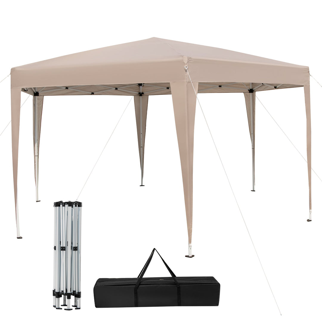 13 x 11.5 FT Hexagonal Pop-Up Height Adjustable Canopy Tent with Dressed Legs-Khaki