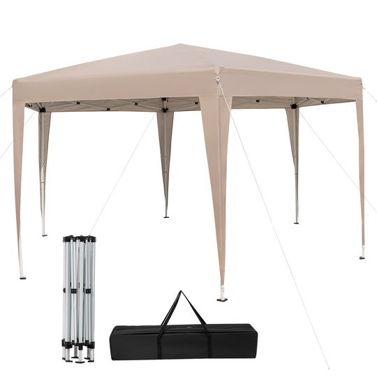 13 x 11.5 FT Hexagonal Pop-Up Height Adjustable Canopy Tent with Dressed Legs-Khaki