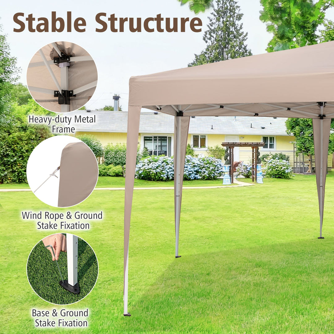 13 x 11.5 FT Hexagonal Pop-Up Height Adjustable Canopy Tent with Dressed Legs-Khaki