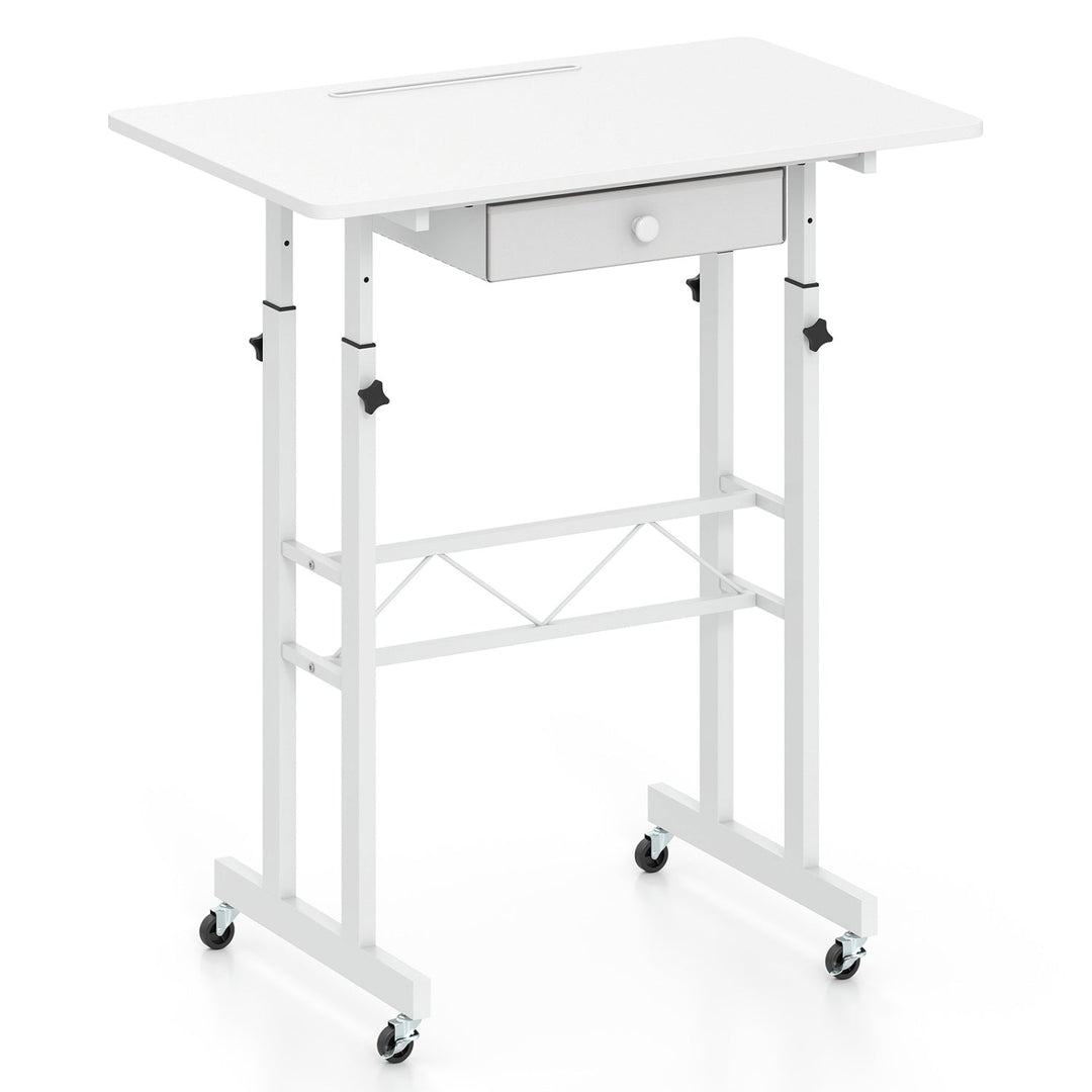 Height Adjustable Standing Desk with Wheels & Drawer