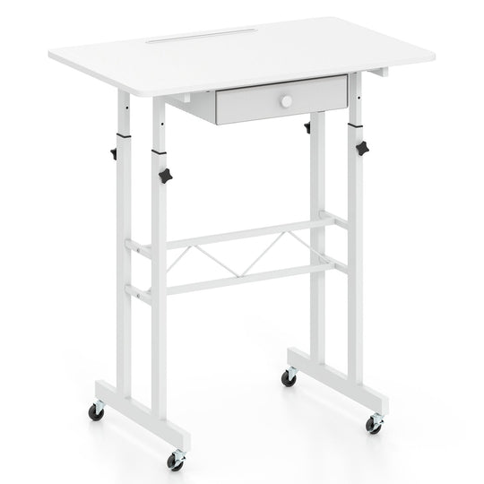 Height Adjustable Standing Desk with Wheels & Drawer