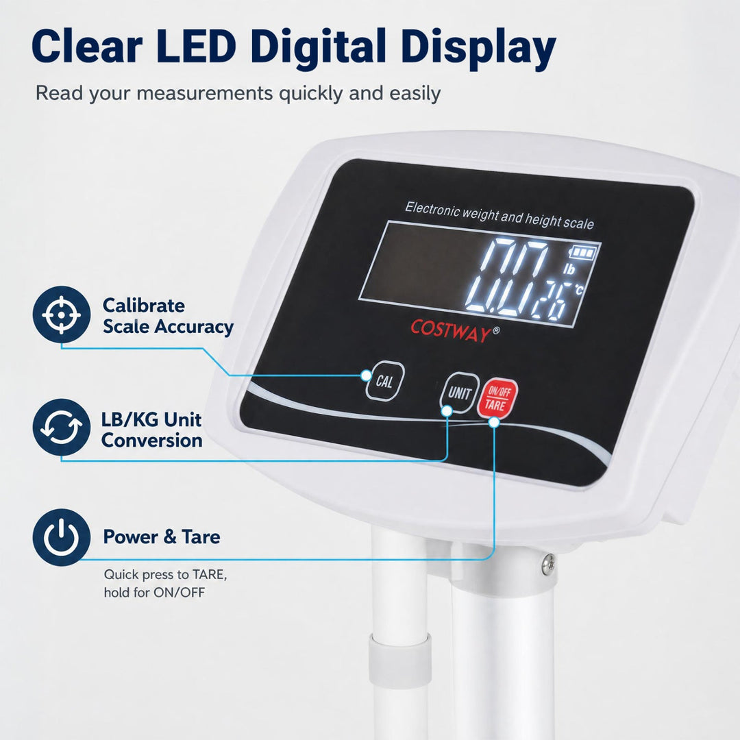 Digital Height and Weight Scale with LED Display 400 lbs