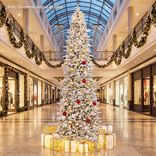 Hinged Artificial Spruce Xmas Tree with 3235/3882 Branch Tips and 1020 Warm White LED Lights