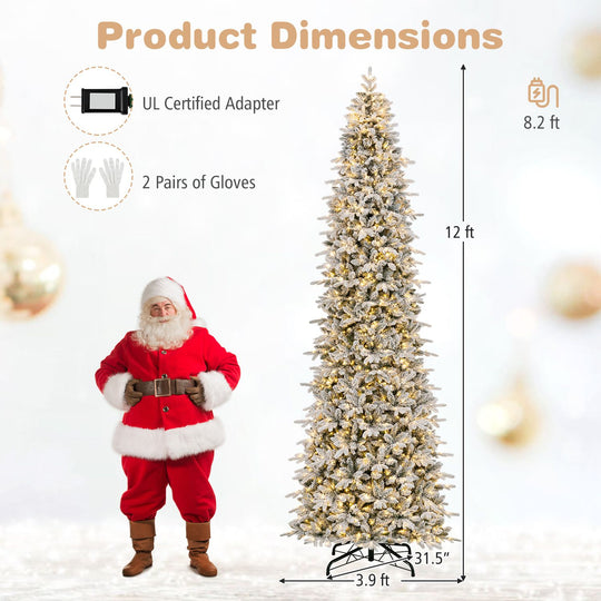 Hinged Artificial Spruce Xmas Tree with 3235/3882 Branch Tips and 1020 Warm White LED Lights