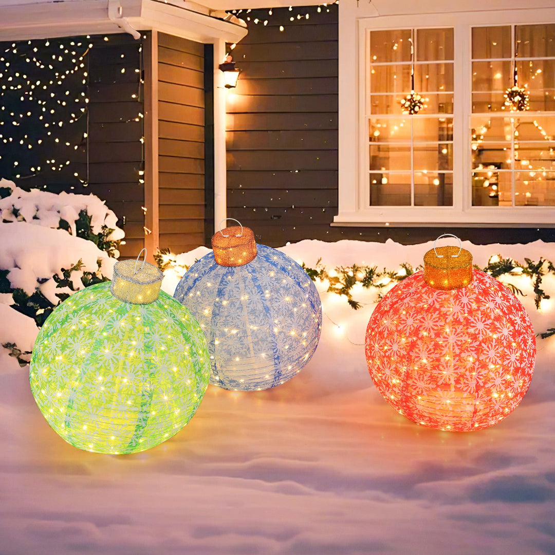 Pre-Lit Pop Up Christmas Ball Set with 300 LED Lights