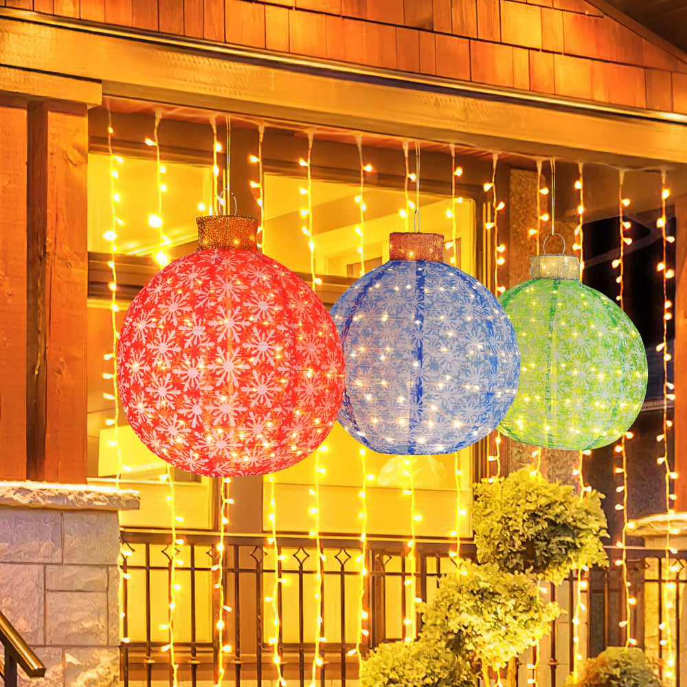 Pre-Lit Pop Up Christmas Ball Set with 300 LED Lights