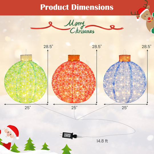 Pre-Lit Pop Up Christmas Ball Set with 300 LED Lights