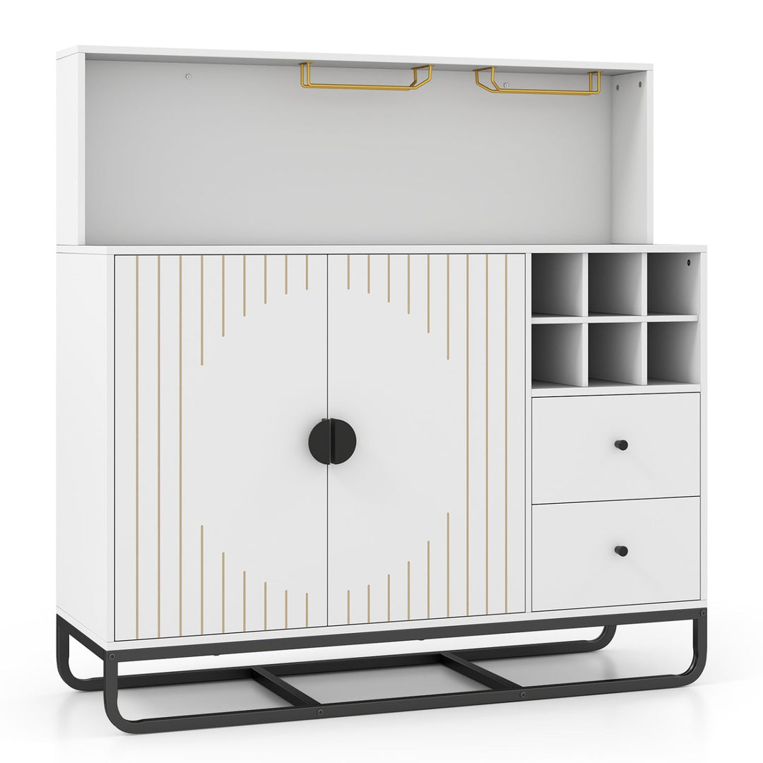 Bar Cabinet with Wine Rack and Glass Holder - 47" Wide