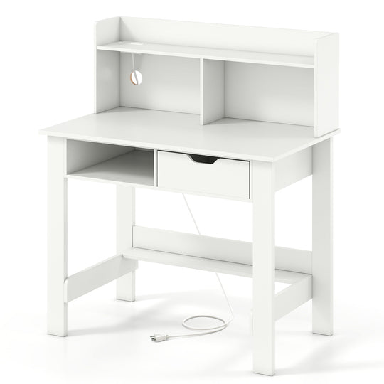 Home Office Computer Desk with Storage Shelves and Drawer Ideal for Working and Studying