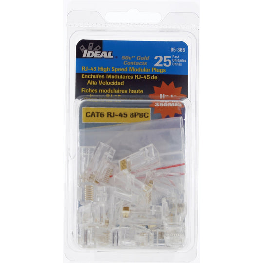 IDEAL CAT-6 RJ45 Modular Plugs, 3-Piece Design, 25 Pack - view 3