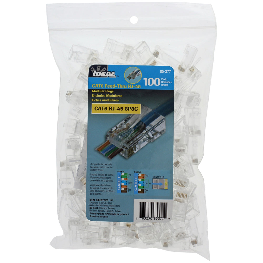 IDEAL Feed-Thru CAT-6 RJ45 Modular Plugs, 100 Pack - view 2