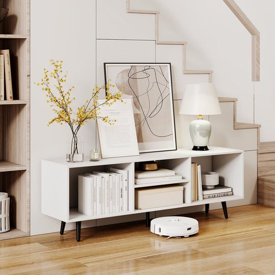 47.5 Inches TV Stand for 55-Inch TV with Compartments and Metal Legs