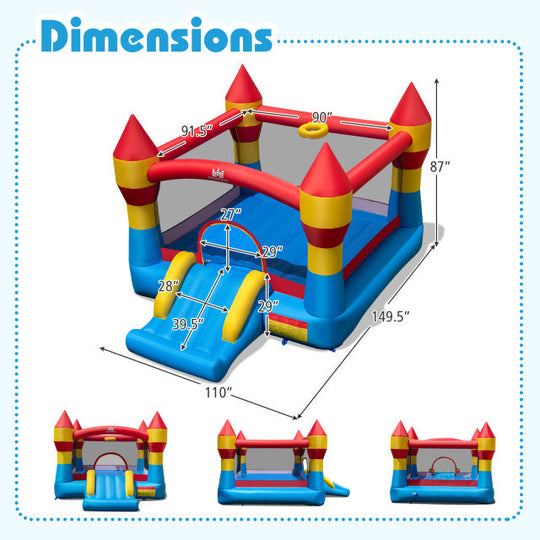 Inflatable Bounce House with Slide & Basketball Hoop