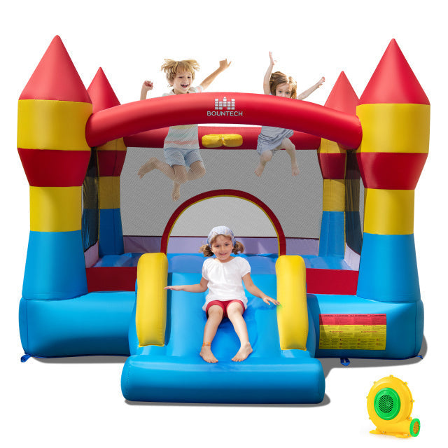 Inflatable Bounce House with Slide & Basketball Hoop