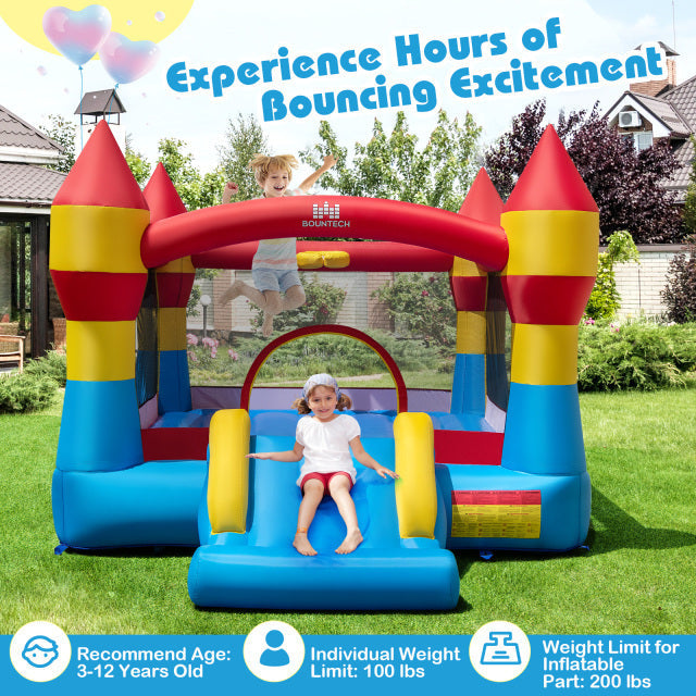 Inflatable Bounce House with Slide & Basketball Hoop