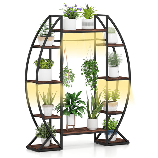 Indoor Plant Stand 63" Tall 10-Tier Corner Metal Plant Shelf Large Flowerpot Holder-Brown