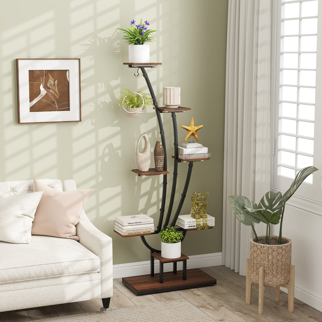 Indoor Plant Stand with Grow Lights Tall 8-Tier Corner Metal Plant Shelf