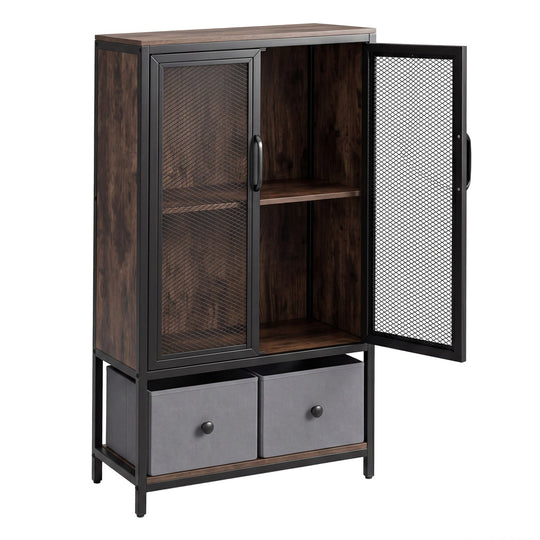 Industrial Coffee Bar Cabinet with 2-Tier Storage Compartment