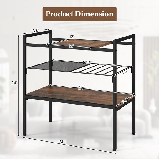 Industrial Entryway Table with Removable Panel and Mesh Shelf