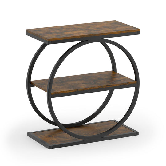 3-Tier Industrial Side Table with Metal Frame