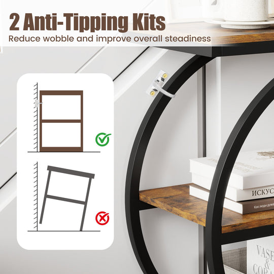 3-Tier Industrial Side Table with Metal Frame