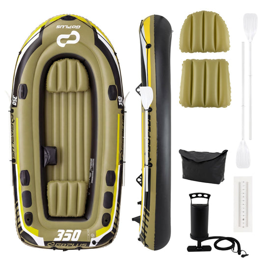 4-Person Inflatable Fishing Boat with Oars and Pump