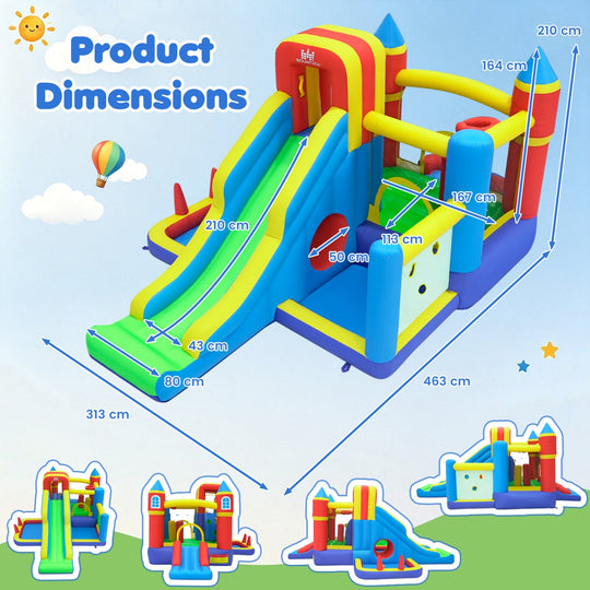 Inflatable Bounce House with Slide and Basketball Hoop