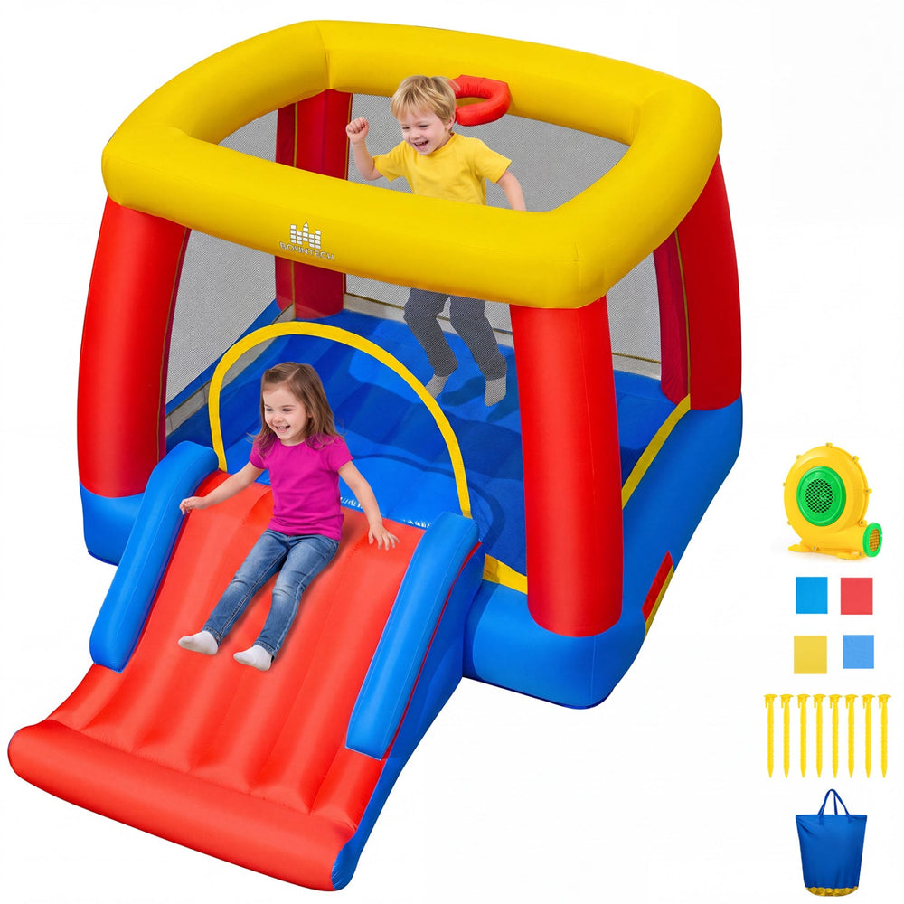Inflatable Bounce House with Slide and Basketball Hoop