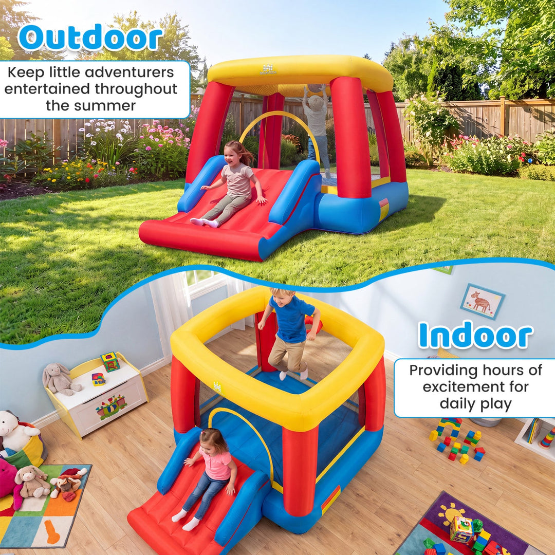 Inflatable Bounce House with Slide & Basketball Hoop