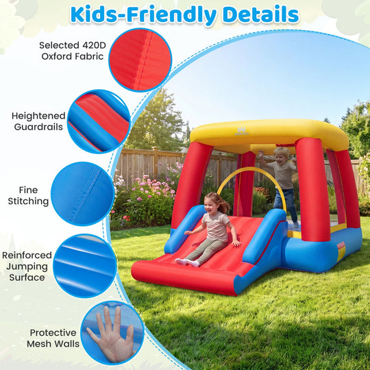 Inflatable Bounce House with Slide & Basketball Hoop