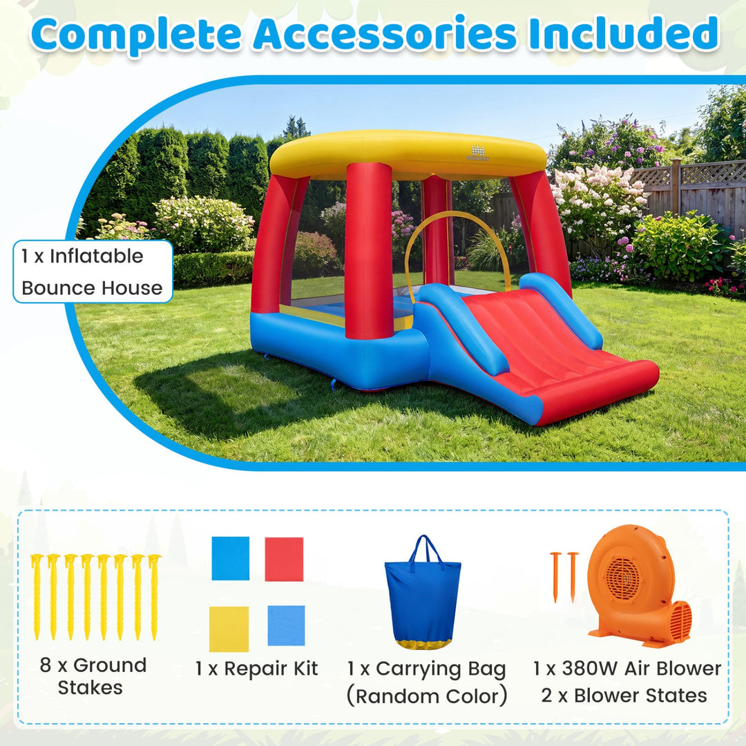 Inflatable Bounce House with Slide & Basketball Hoop