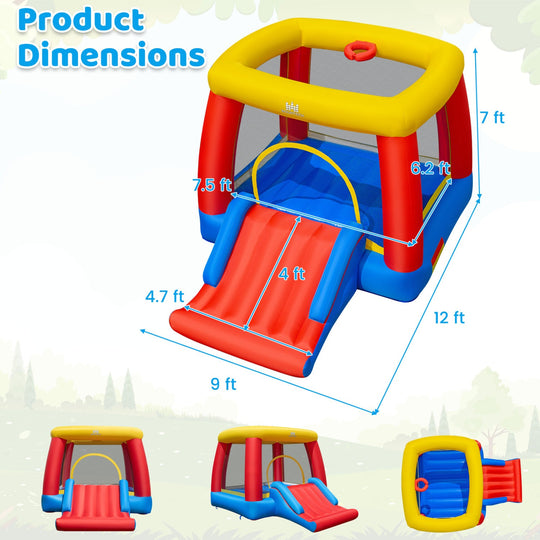 Inflatable Bounce House with Slide & Basketball Hoop