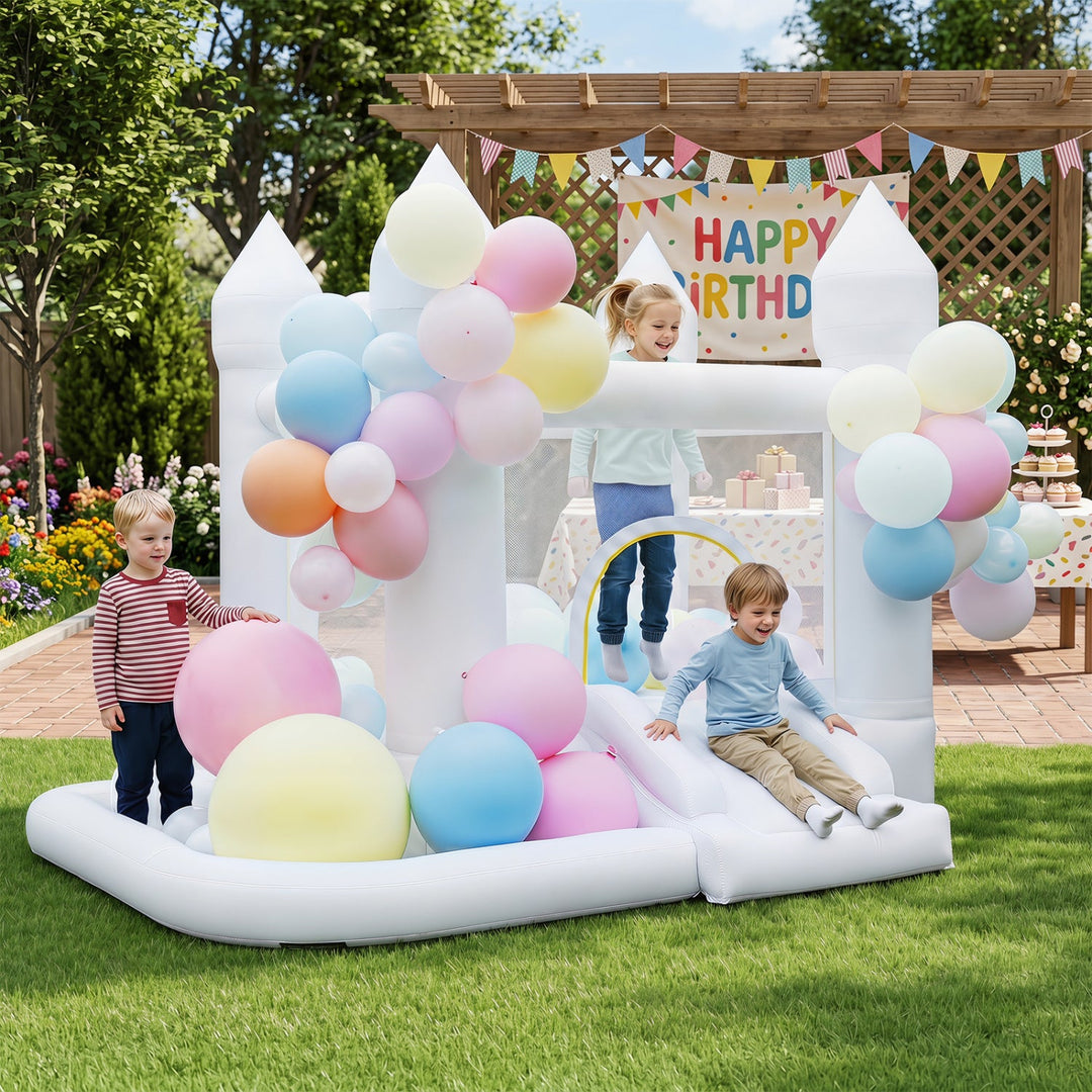 Inflatable Bounce House with Slide, Basketball Hoop & Blower