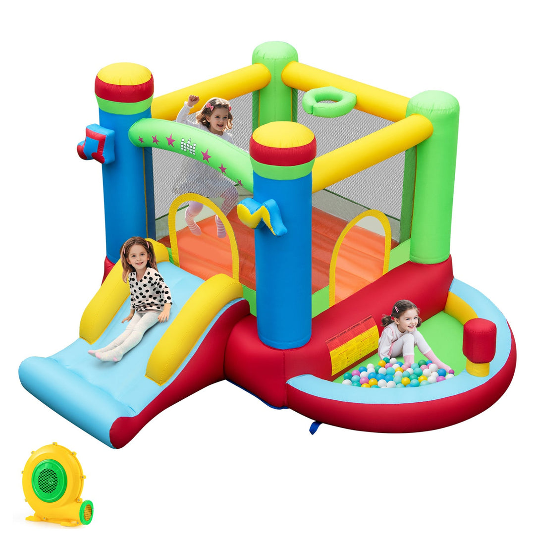 Inflatable Bounce House with Slide, Basketball Hoop & Blower