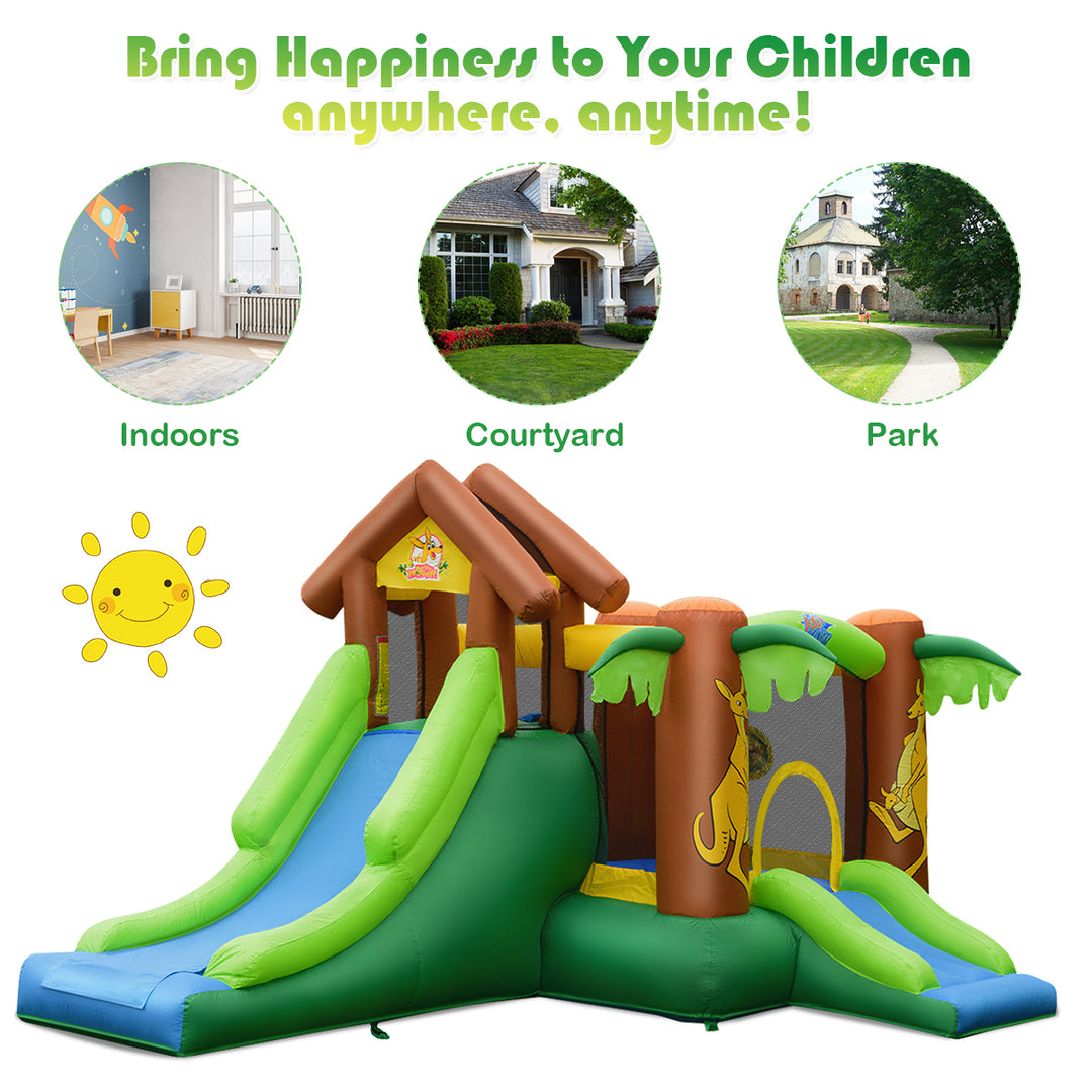 Kids Inflatable Jungle Bounce House Castle with 680W Blower