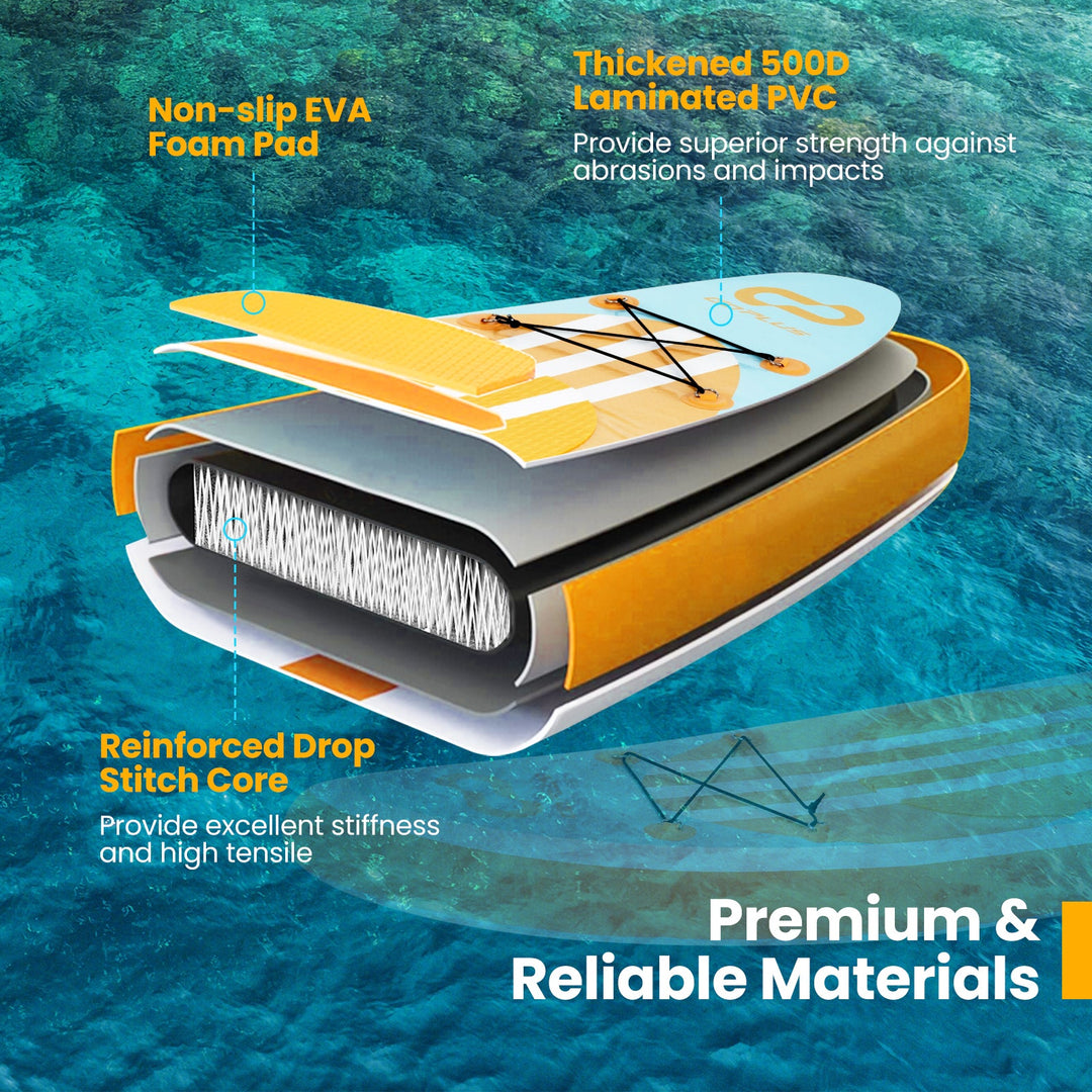 Inflatable Stand up Paddle Board with Adjustable Paddle and 3 Fins for Adults and Youths