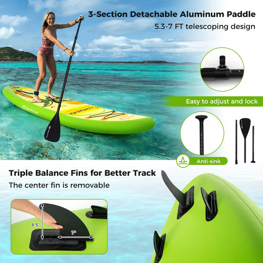 Inflatable Stand up Paddle Board iSUP Board Accessories with 3 Fins