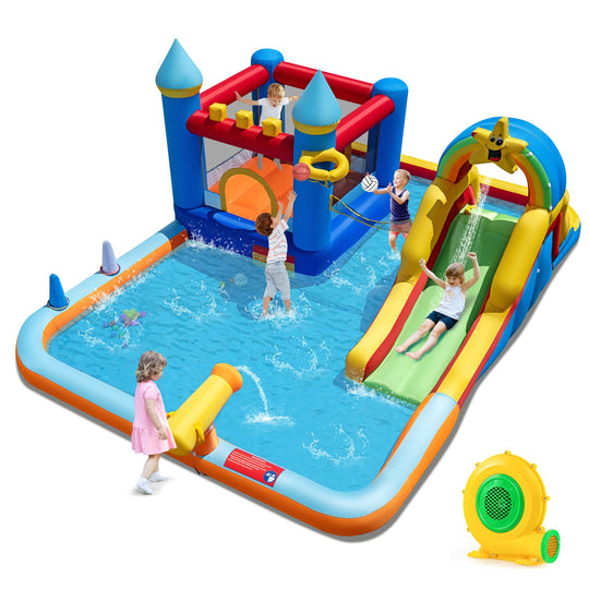Inflatable Water Slide Park Bouncy Castle with Climbing Wall with Blower