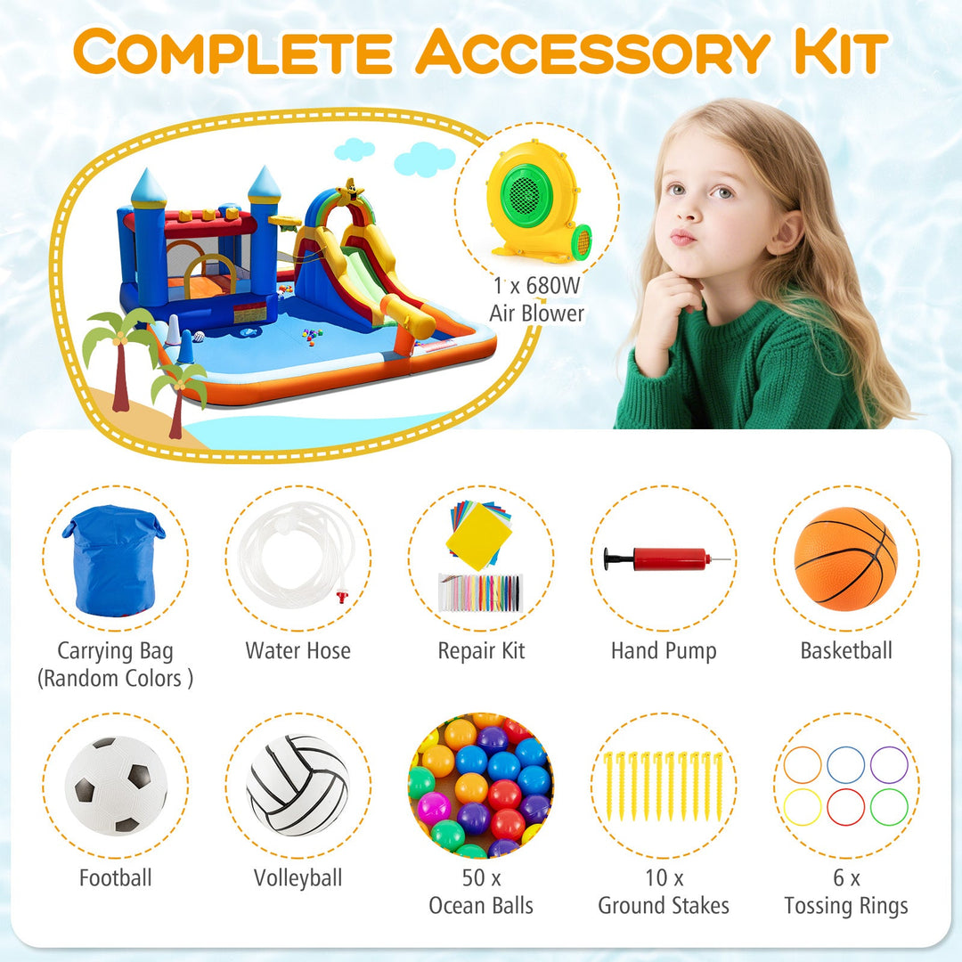 Inflatable Water Slide Park Bouncy Castle with Climbing Wall with Blower