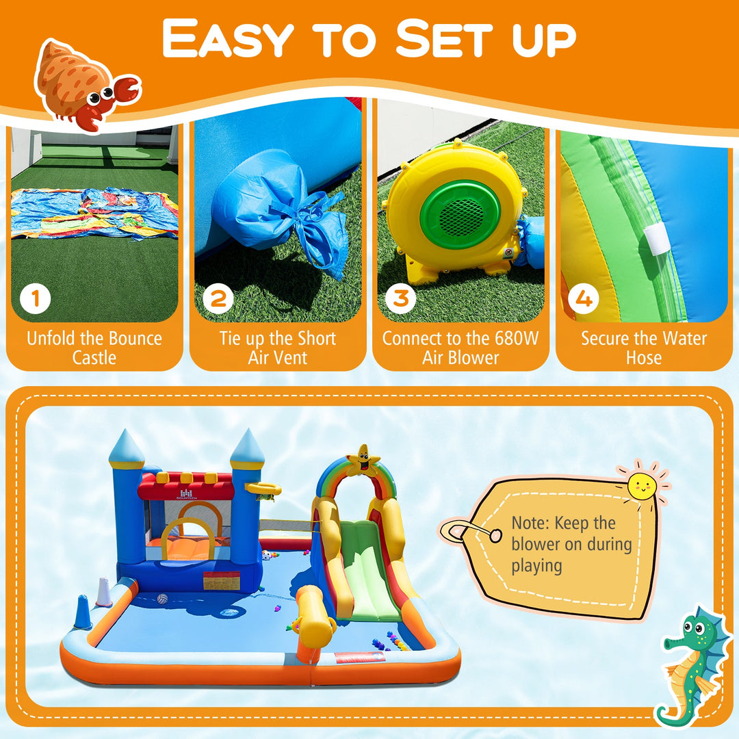 Inflatable Water Slide Park Bouncy Castle with Climbing Wall with Blower