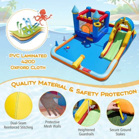 Inflatable Water Slide Park Bouncy Castle with Climbing Wall with Blower