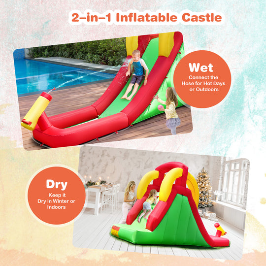 Inflatable Water Slide Bounce House with Climbing Wall and Jumper with 380W Blower