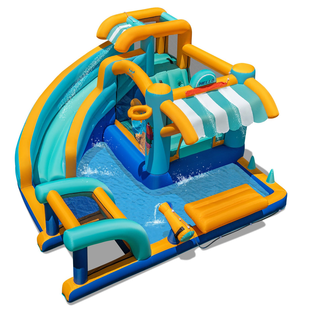 Inflatable Water Slide Bounce House Kids Jump Castle with 735W Blower