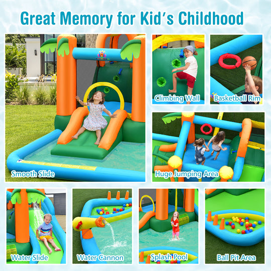 Inflatable Water Slide Park with Upgraded Handrail without Blower