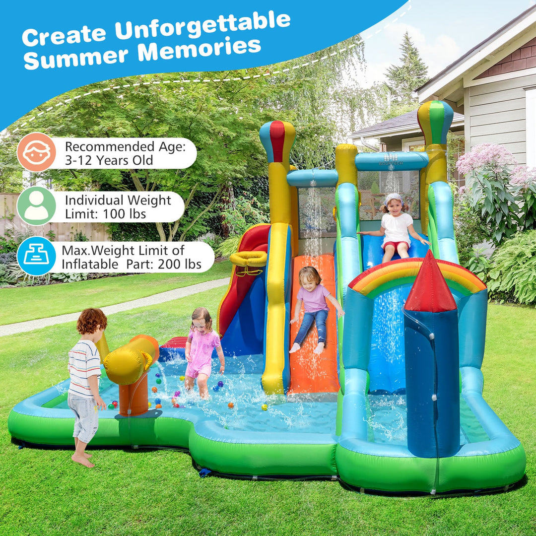 Inflatable Water Slide Park Giant Bounce House with 750W Blower