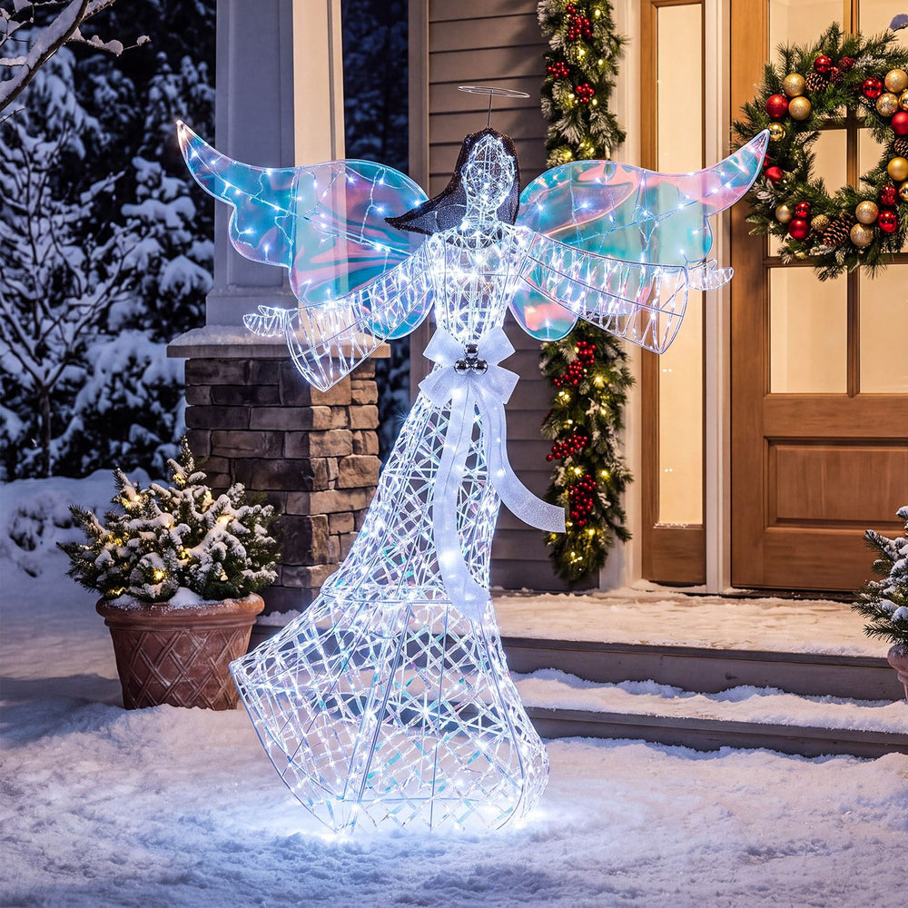Iridescent Christmas Angel Decoration with 230 Cold White LEDs