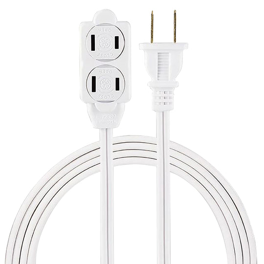 GE 6-Ft. 3-Outlet Polarized Indoor Extension Cord with Twist-to-Close Safety Covers, White