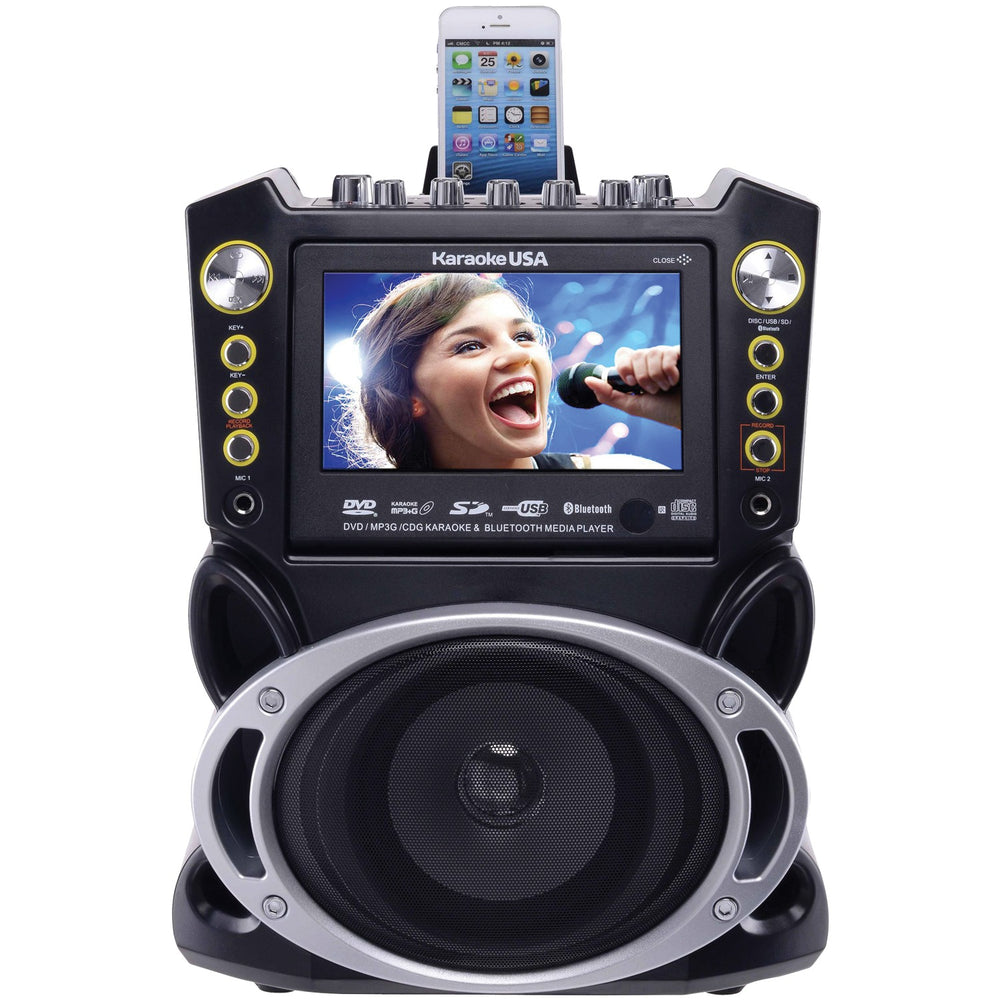 Karaoke USA DVD/CDG/MP3G Karaoke Machine with 7-In. Screen, Bluetooth & 2 Microphones - view 2