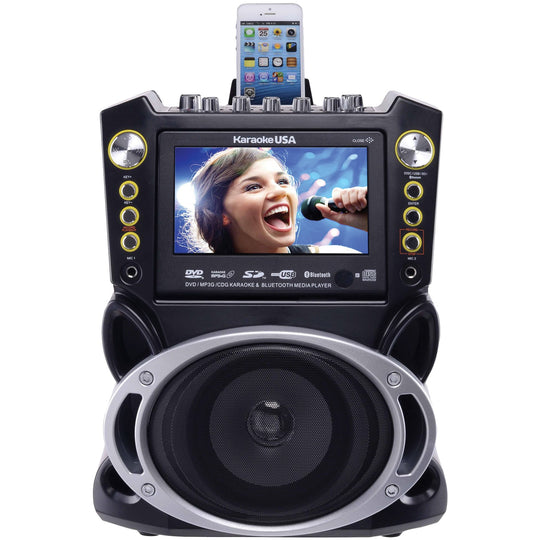 Karaoke USA DVD/CDG/MP3G Karaoke Machine with 7-In. Screen, Bluetooth & 2 Microphones - view 2